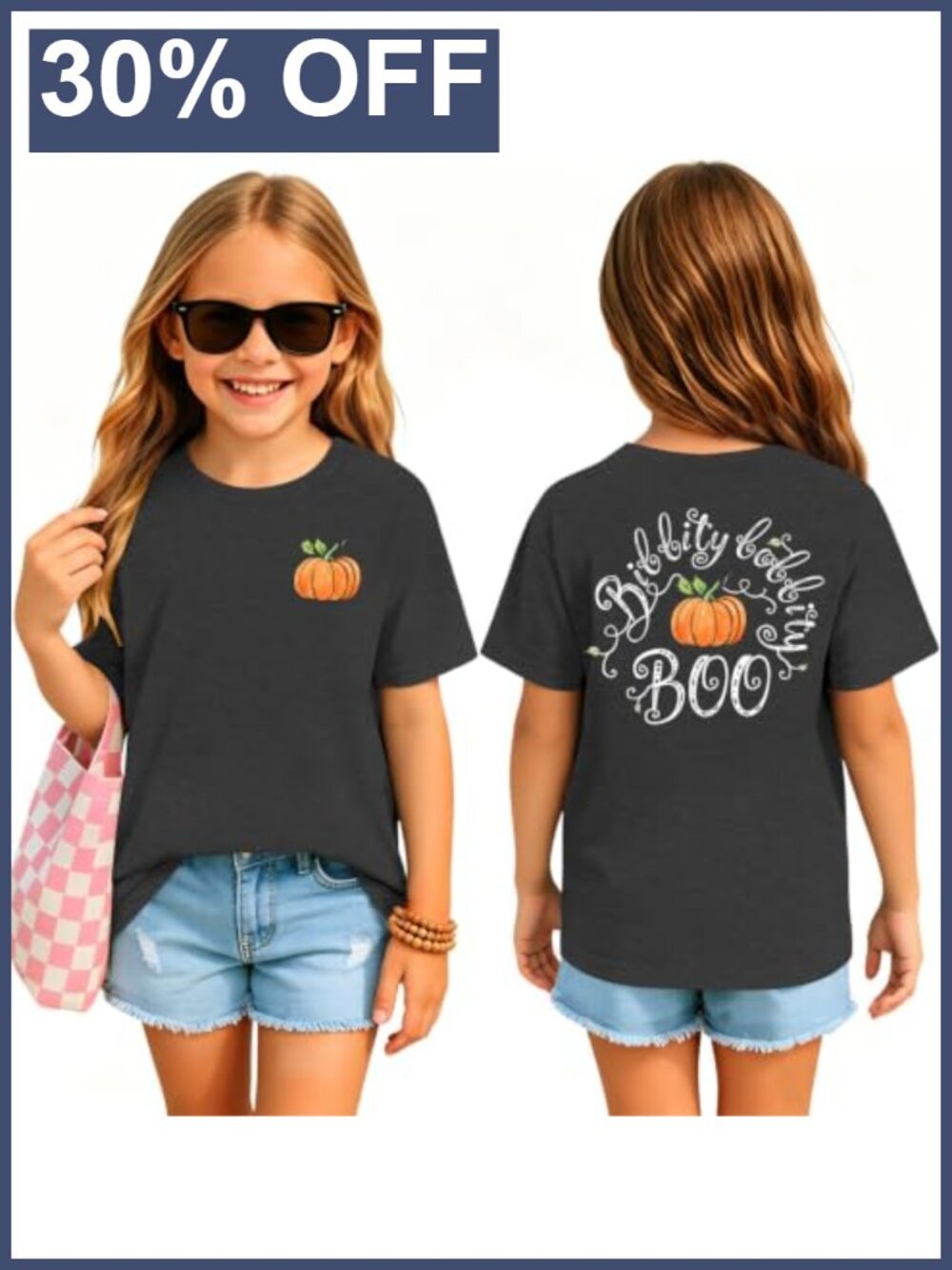 Kids Halloween Pumpkin Graphic Tee Short Sleeve Rayon Blend